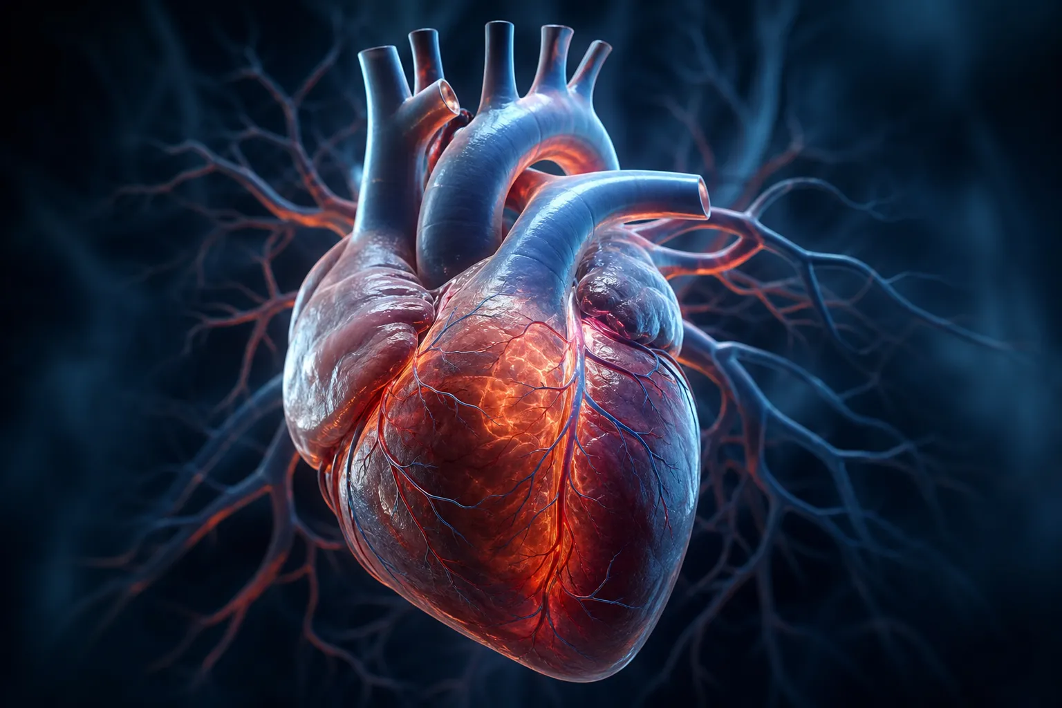 Ilustración médica del corazón humano, representando los beneficios cardiovasculares de la proteína vegetal